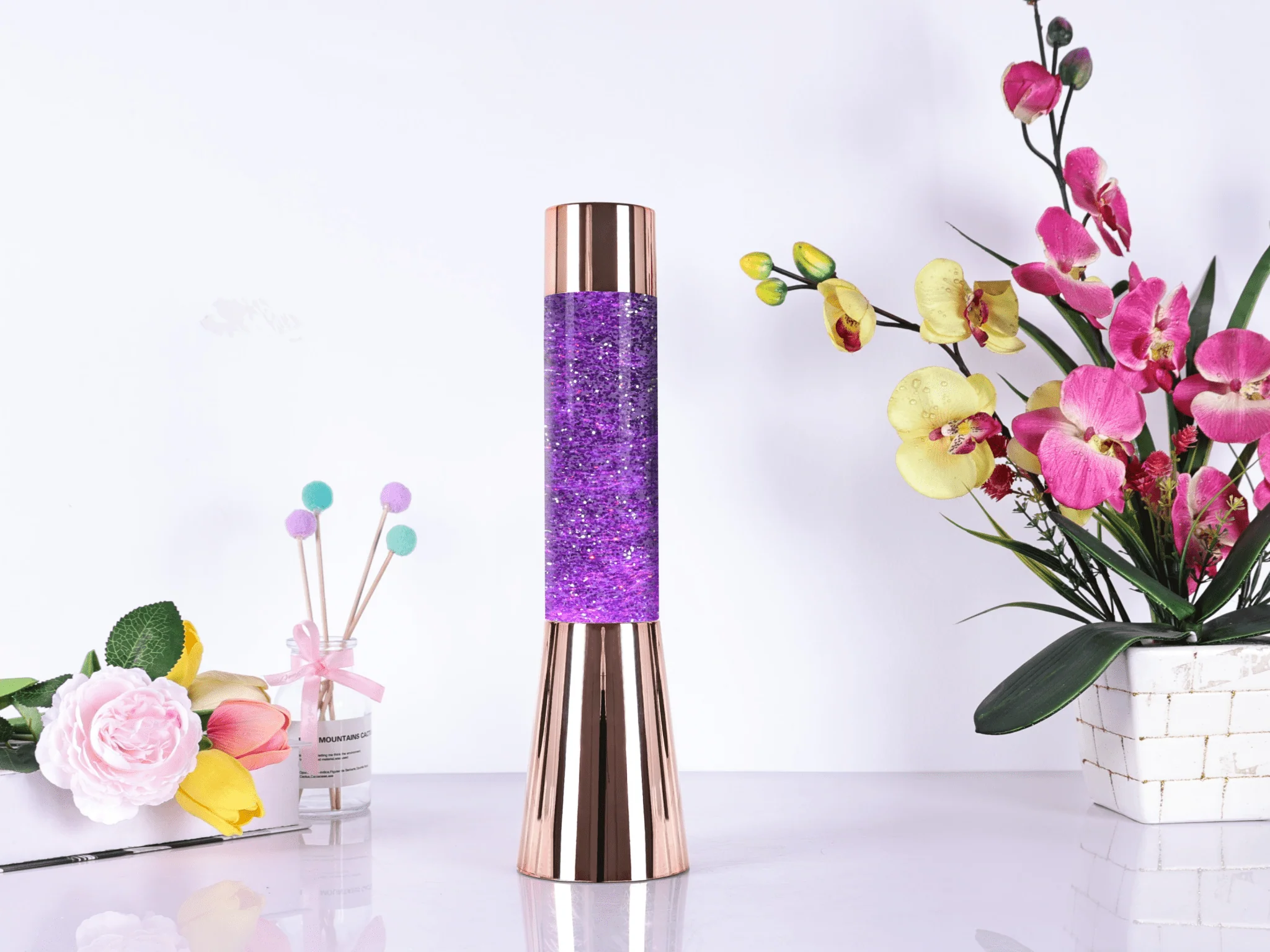 Rose Gold Metallic Glitter Lamp - Image 7