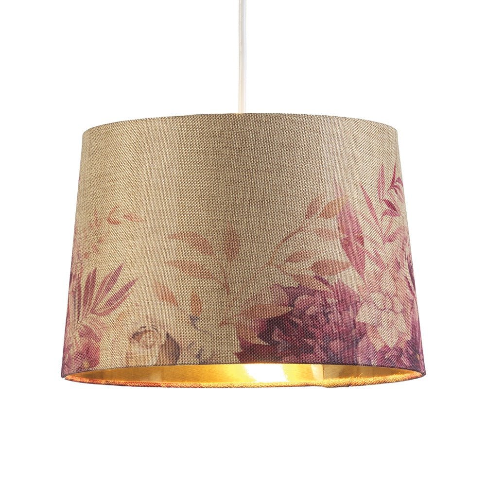 Roses Drum Ceiling Shade with Gold Inner 12"