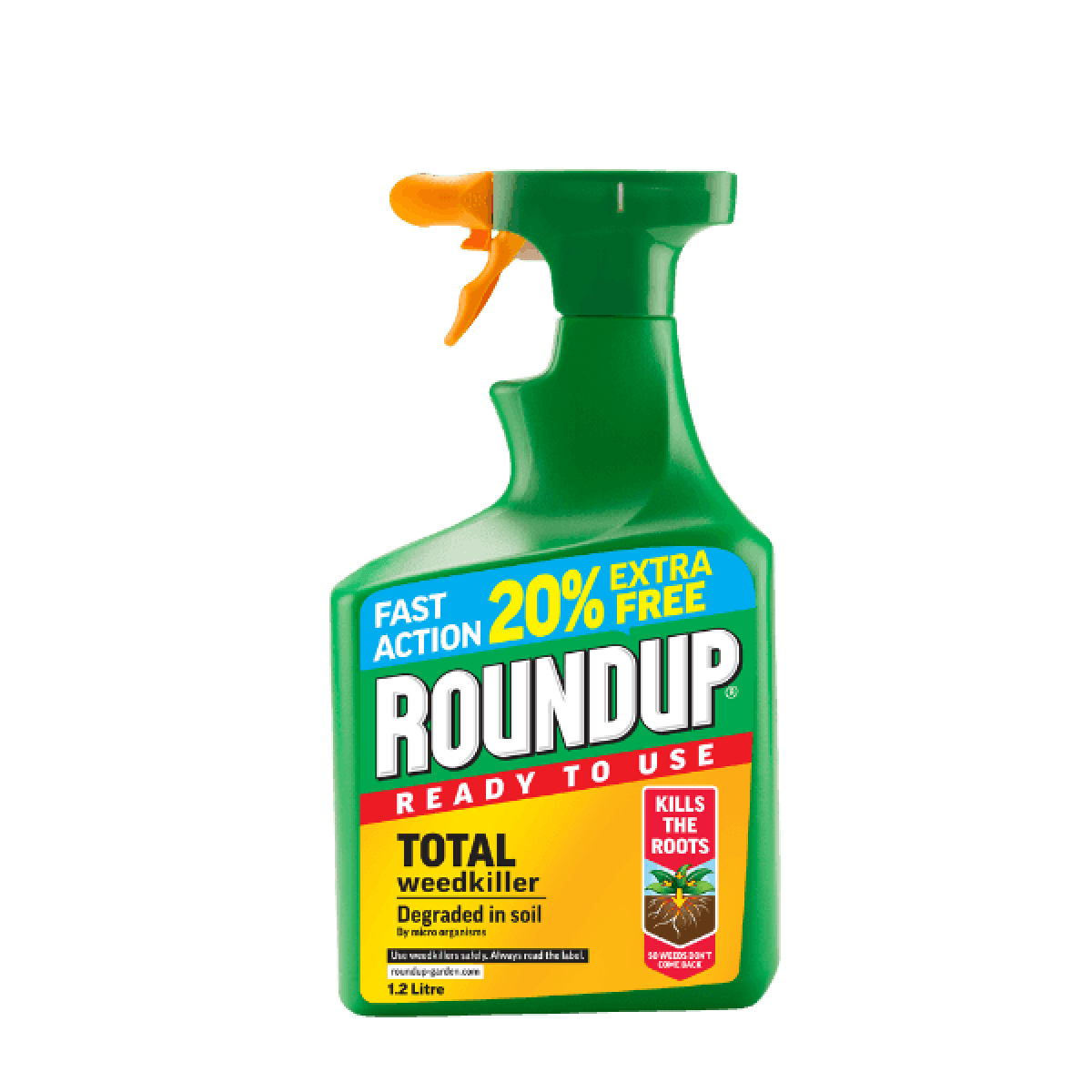 Roundup Total Ready To Use Weedkiller 1 Litre + 20% Extra Free