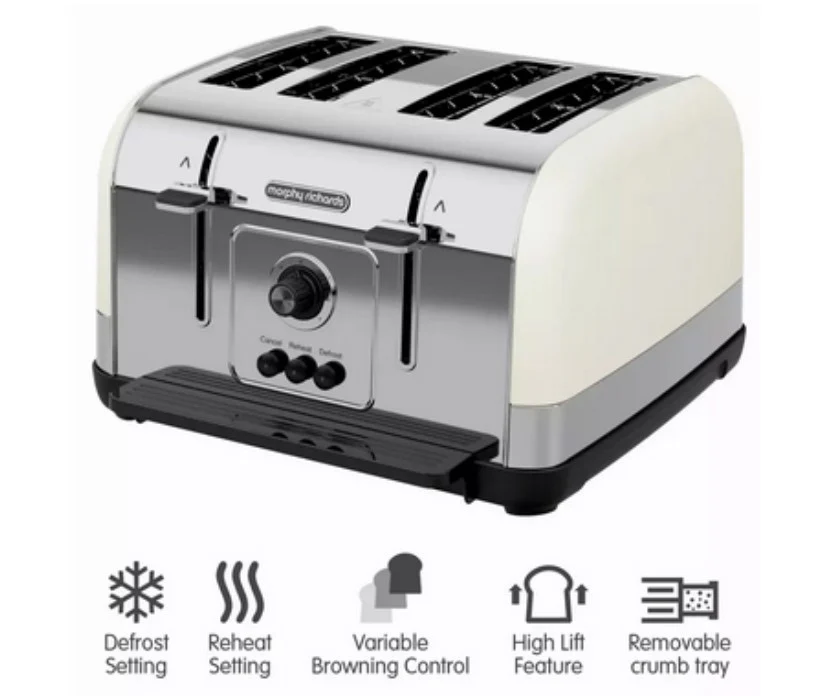 Russell Hobbs - 28360 I Black & Stainless Steel 4-Slice Toaster - Image 2