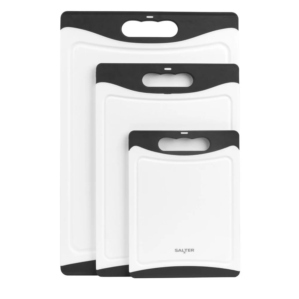 Salter 3-Piece Plastic Chopping Board Set – Black/White