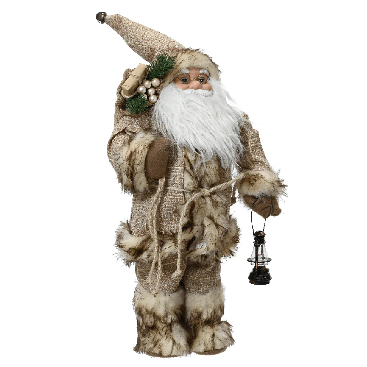 Santa with Brown Coat and Present Sack 60cm