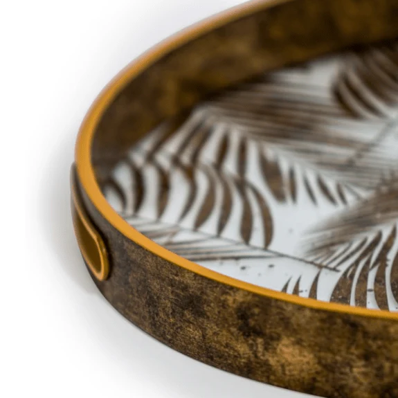 Set of 2 Dark Gold Tropical Leaf Serving Trays - Image 2