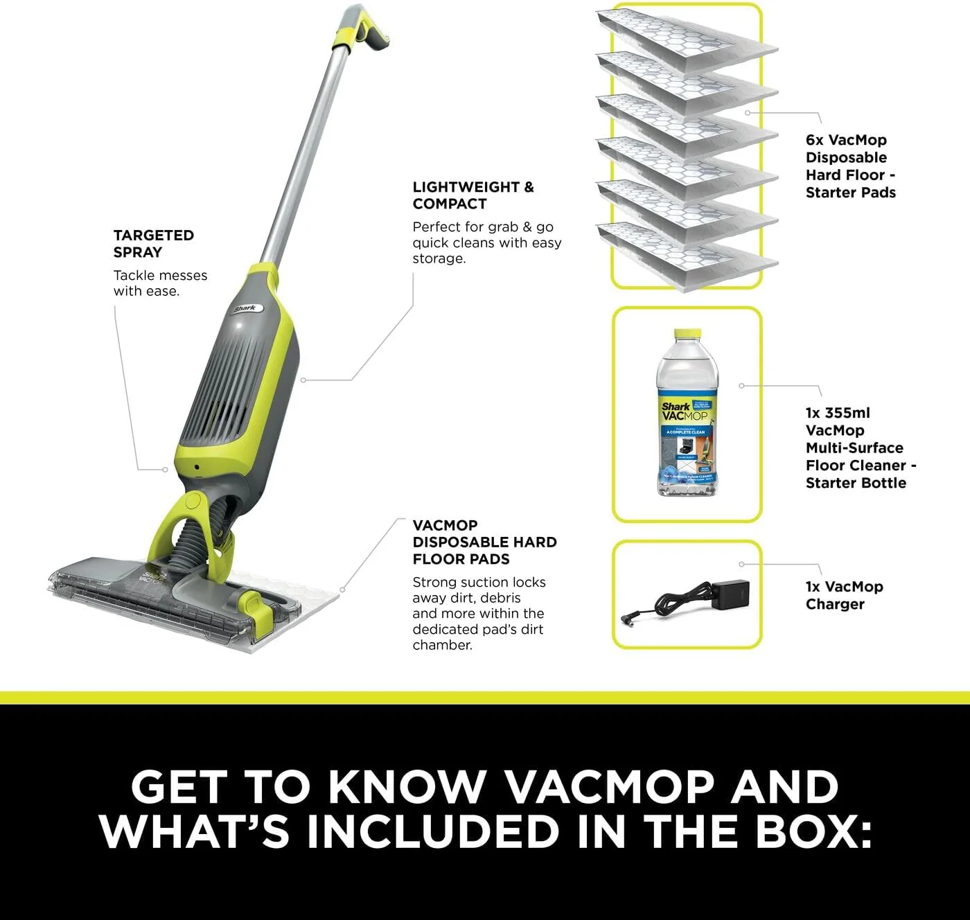 Shark VacMop 2-in-1 Cordless Vacuum Mop with Targeted Spray | VM200UK - Image 6