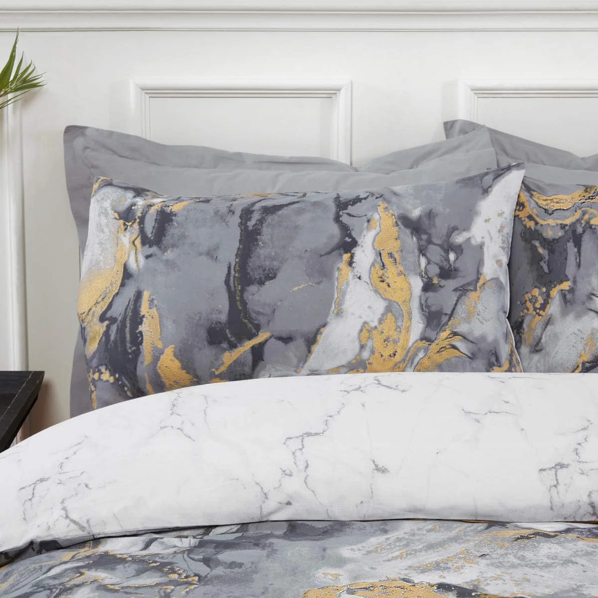 Sleepdown Metallic Marble Charcoal/Grey Duvet Set Double - Image 3