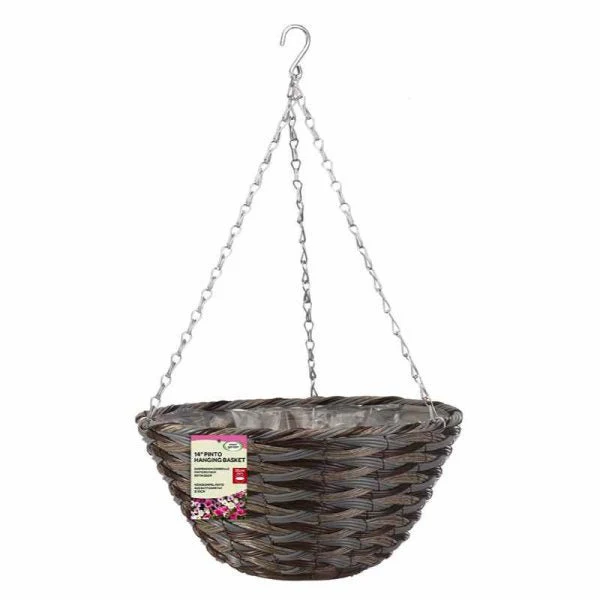 Smart Garden Pinto Faux Rattan Hanging Basket - 14in - Image 2