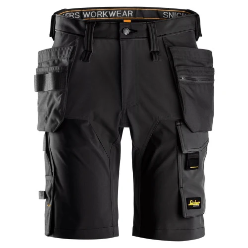 Snickers 6175 AllroundWork Stretch Shorts Holster Pockets Black/Black - Size 052 - 36" Waist