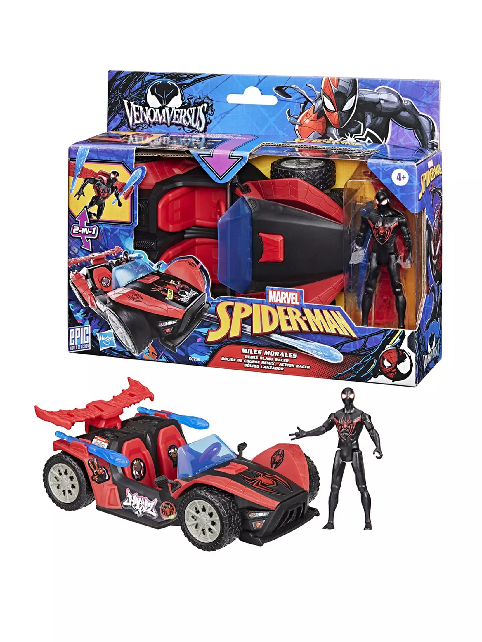 Spiderman Venom versus 4" Miles Remix Blast Racer