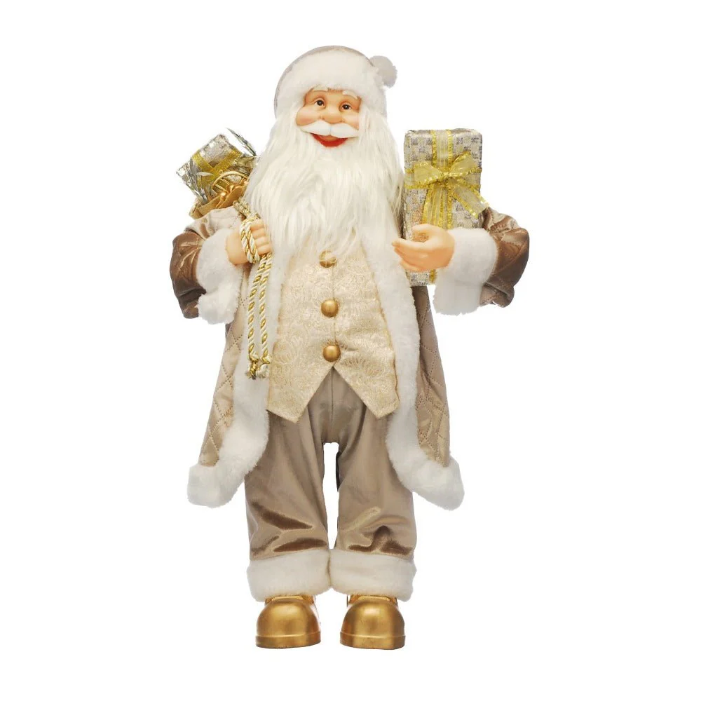 Standing Cream & Gold Santa | 90Cm