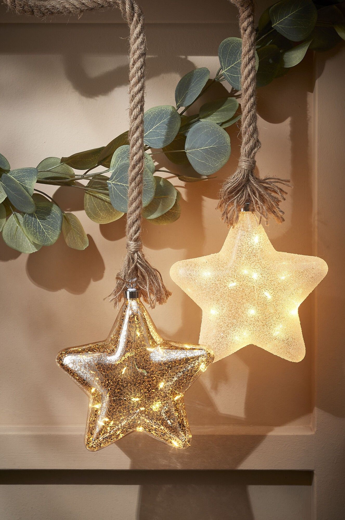 Star on Rope Christmas Lighting with 15 LED Lights - H100 x Ø20 cm - Frosted White - Image 4