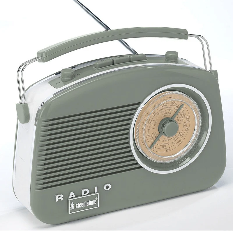 Steepletone Brighton Portable Retro Radio Sage Green
