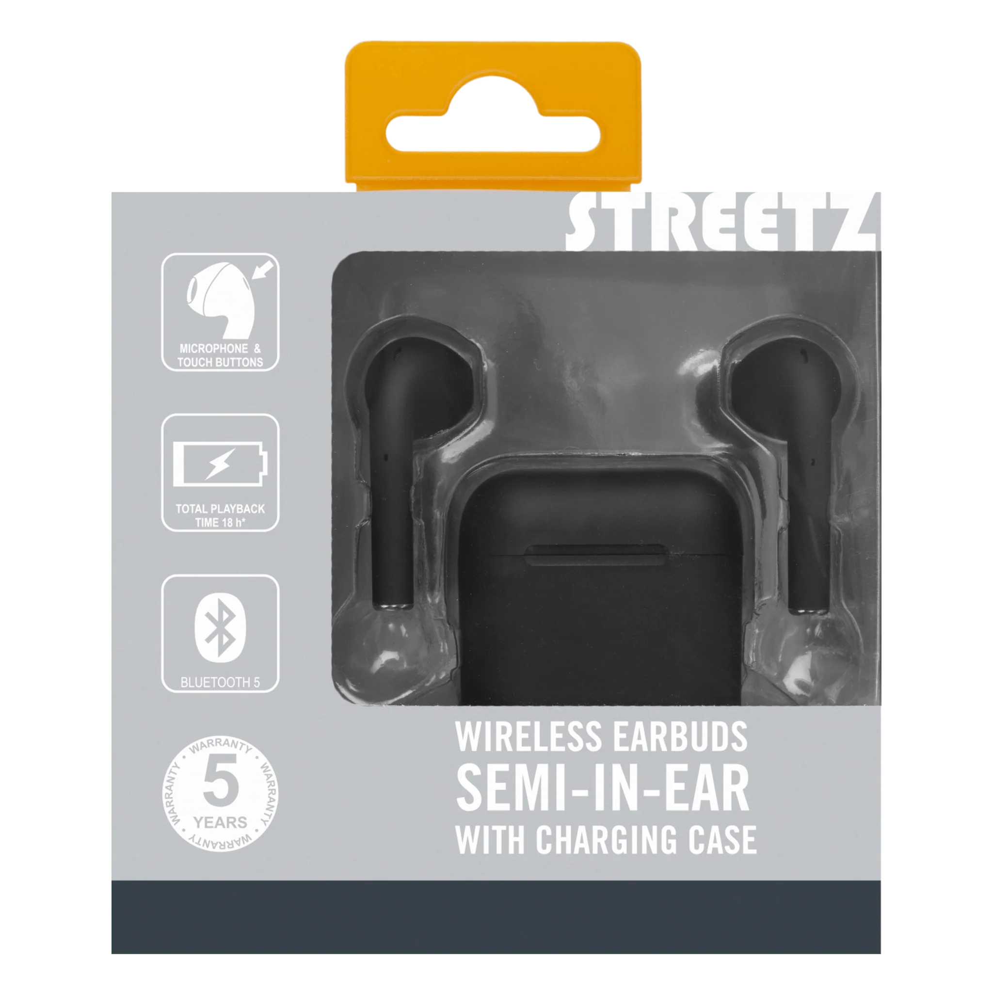 Streetz True Wireless Stereo Earbuds with Charging Case - Black - Image 4