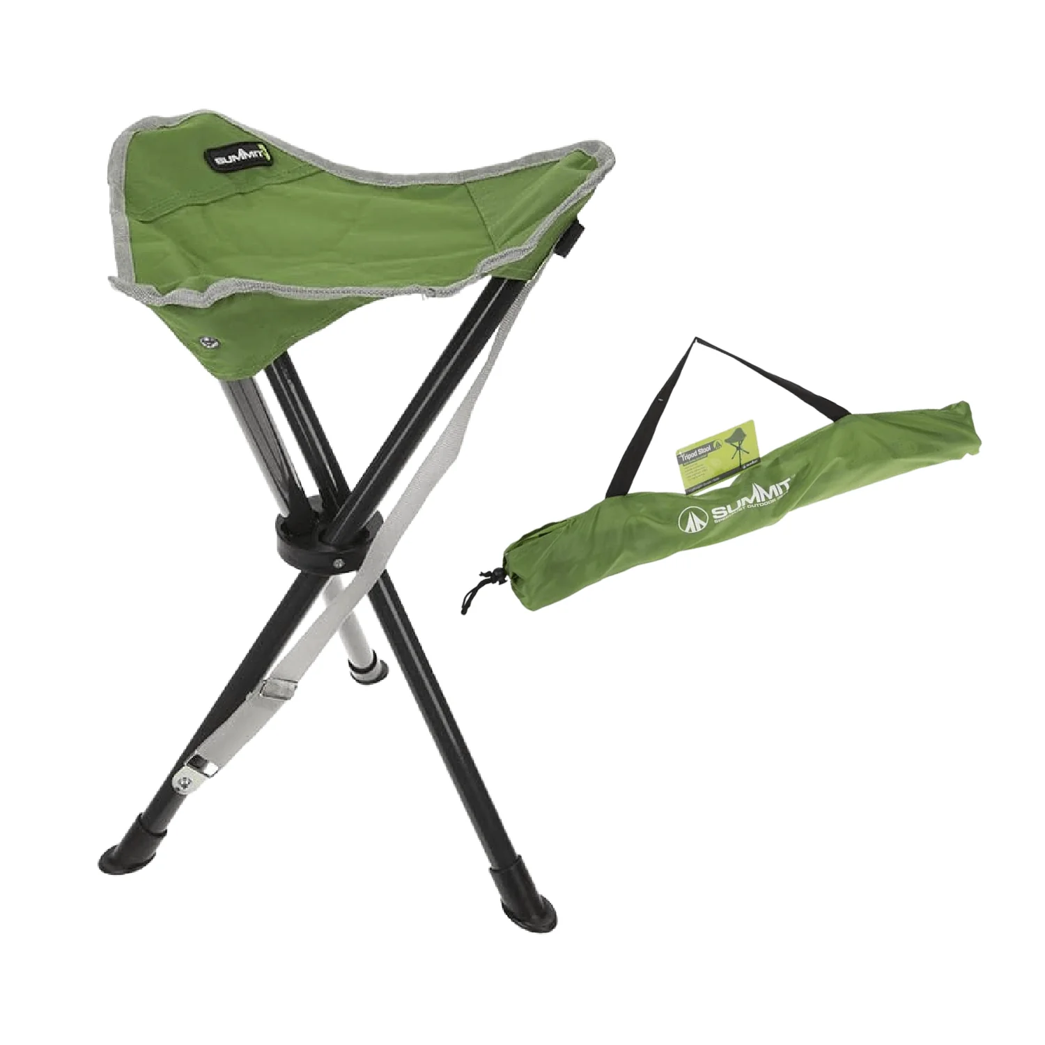 Summit Folding Tripod Camping Stool Green