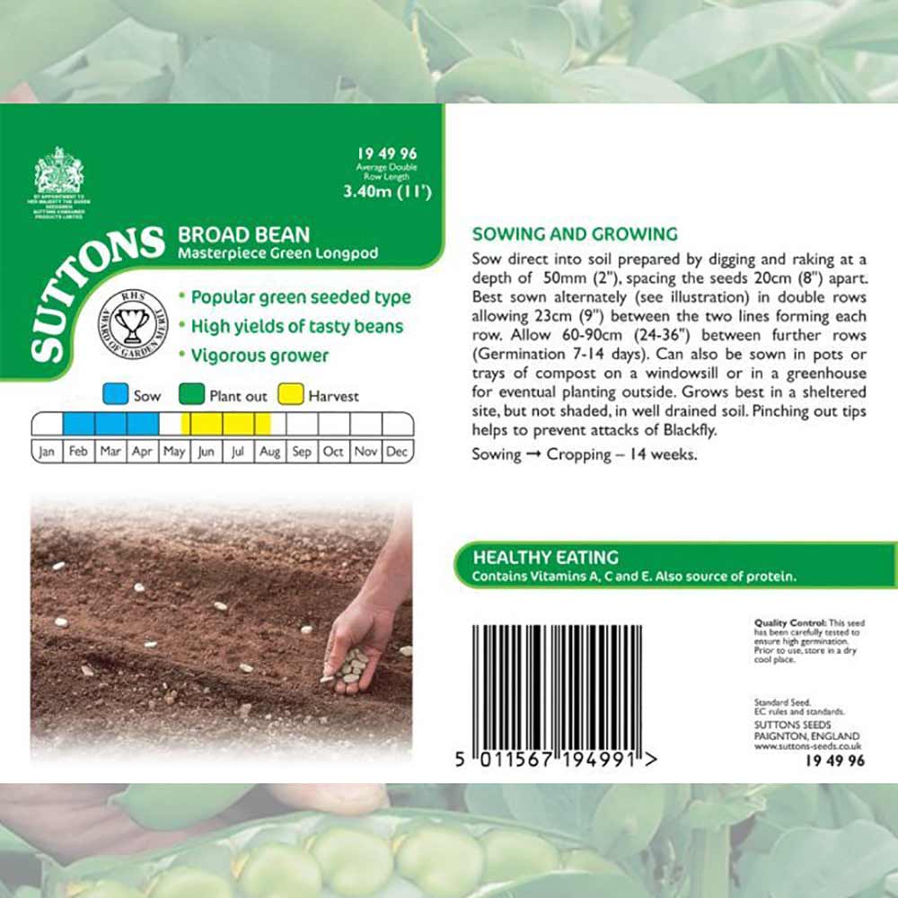 Suttons Broad Bean Masterpiece 194996 - Image 2
