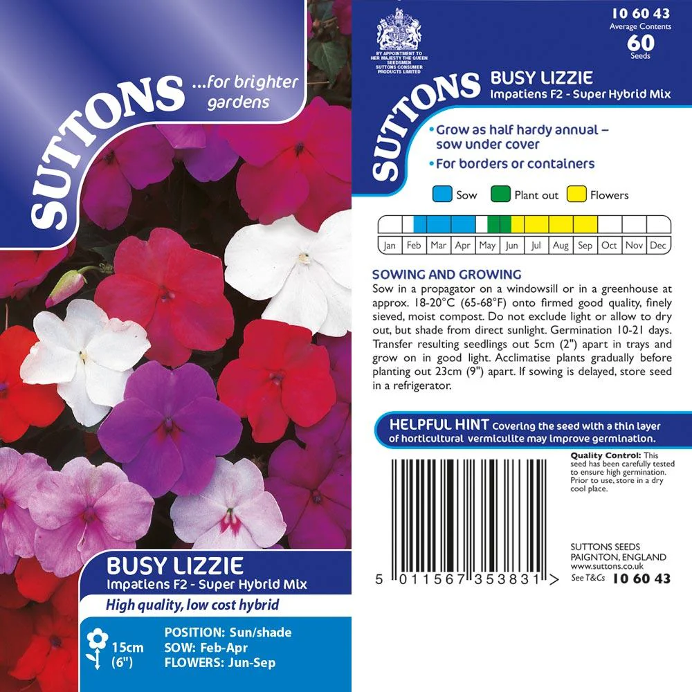 Suttons Busy Lizzie Value Hybrids Impatiens G106043