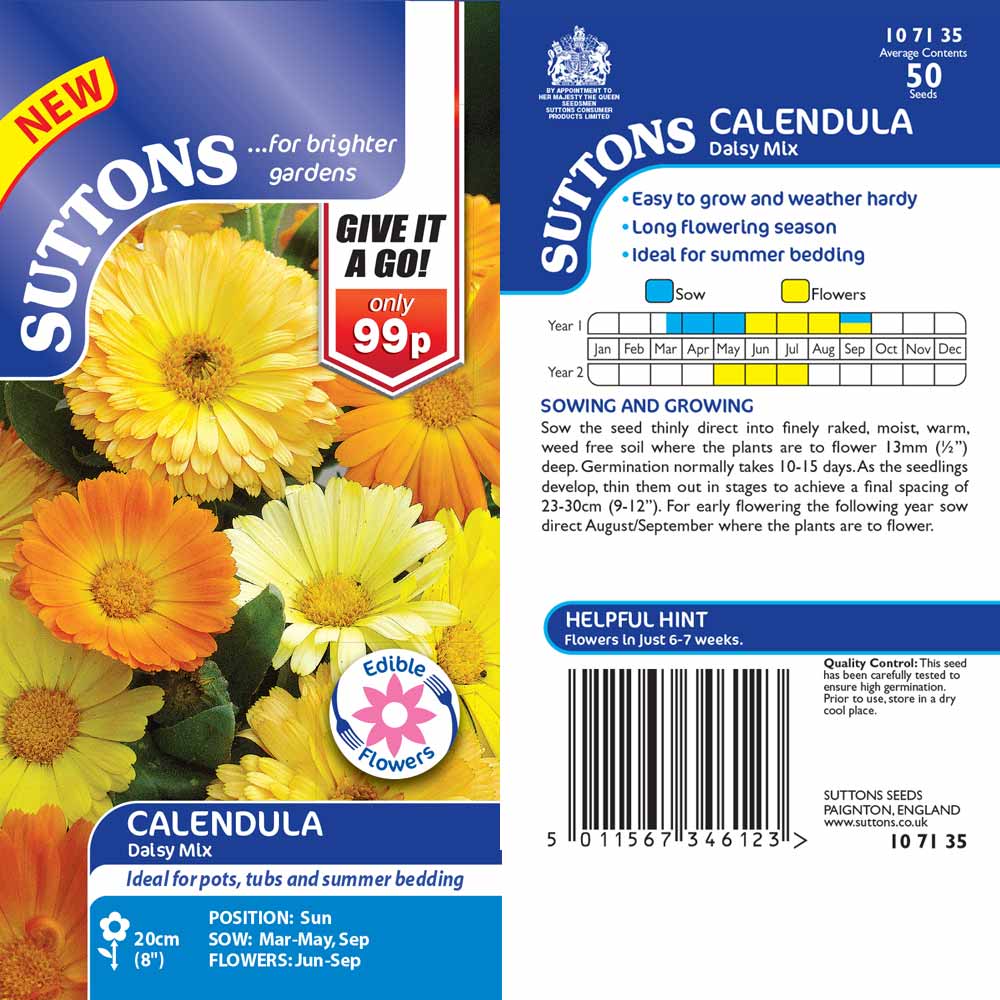 Suttons Calendula Daisy Mix - Image 2