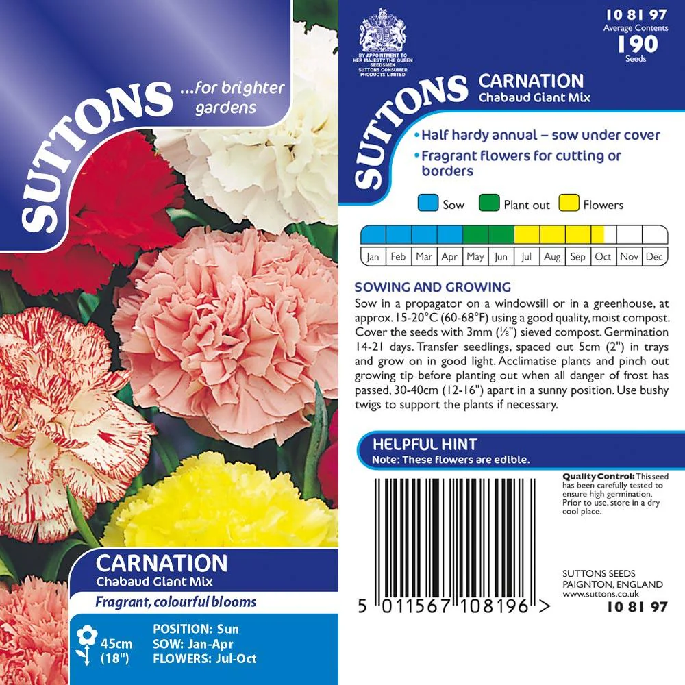 Suttons Carnation Chabaud Giant Mx 108197