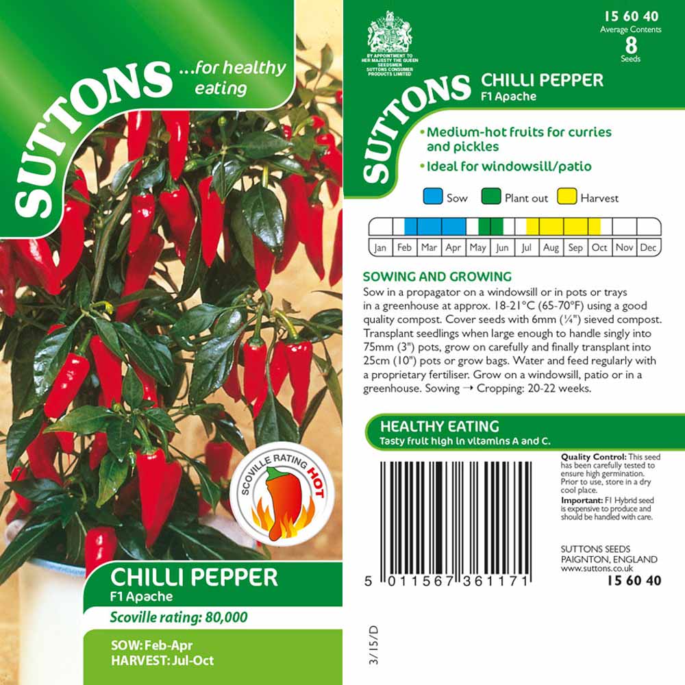 Suttons Chilli Pepper Apache F1 G156040 - Image 2