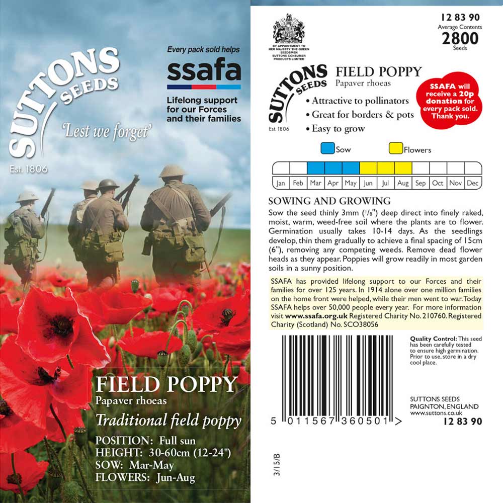 Suttons Field Poppy Papaver Rhoeas G128390