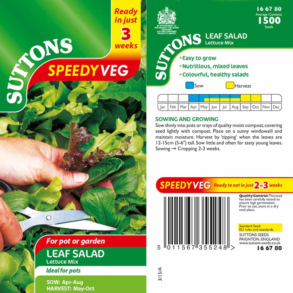 Suttons Leaf Salad Lettuce Mix Speedy Veg G166780