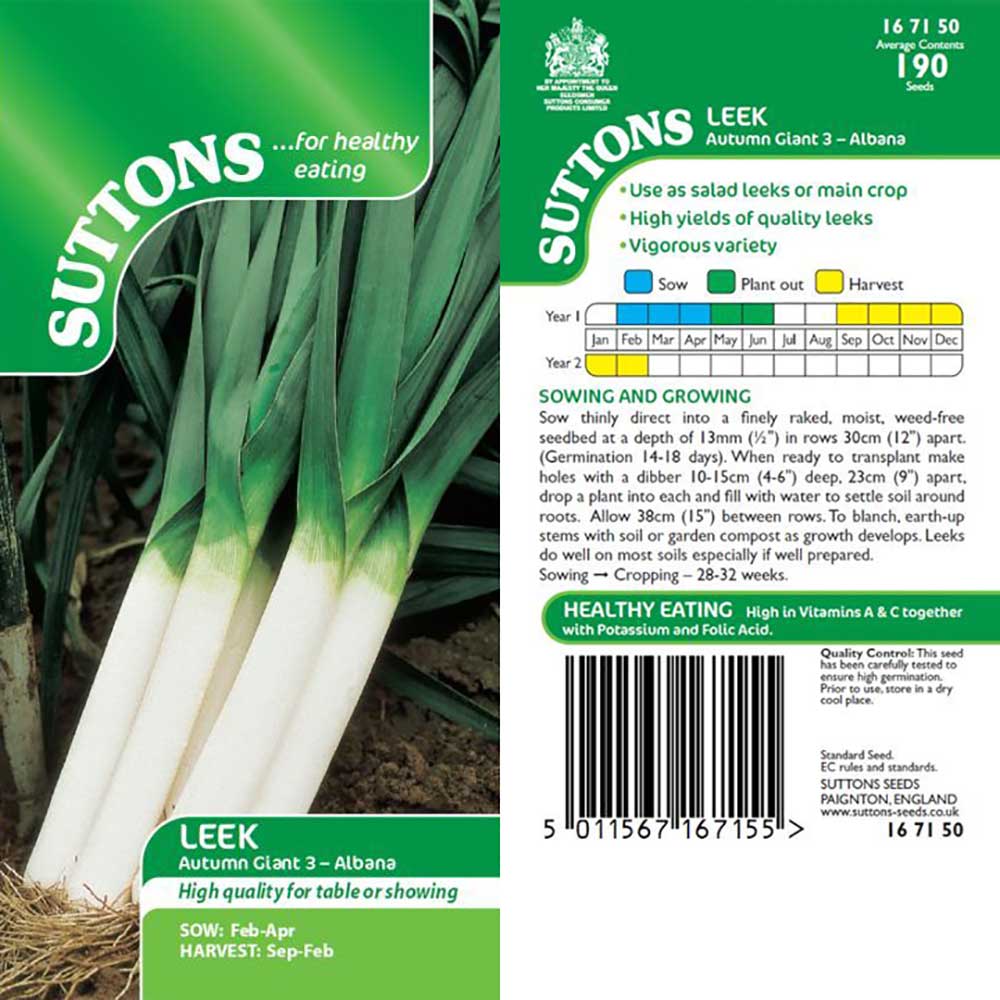 Suttons Leek Autumn Giant 3 Alabana 167150