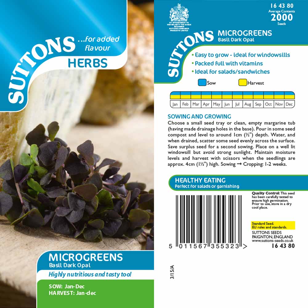Suttons Microgreens Basil Dark Opal - Image 2
