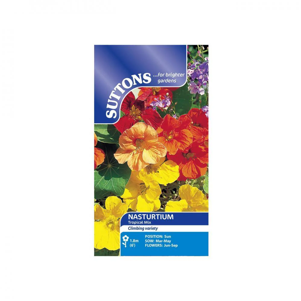 Suttons Nasturtium Tropical Tall Single Mixed 124133