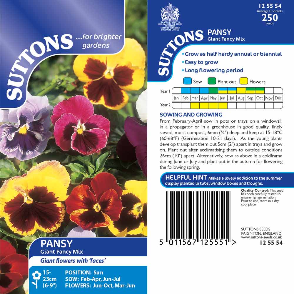 Suttons Pansy Giant Fancy Mixed 125554 - Image 2