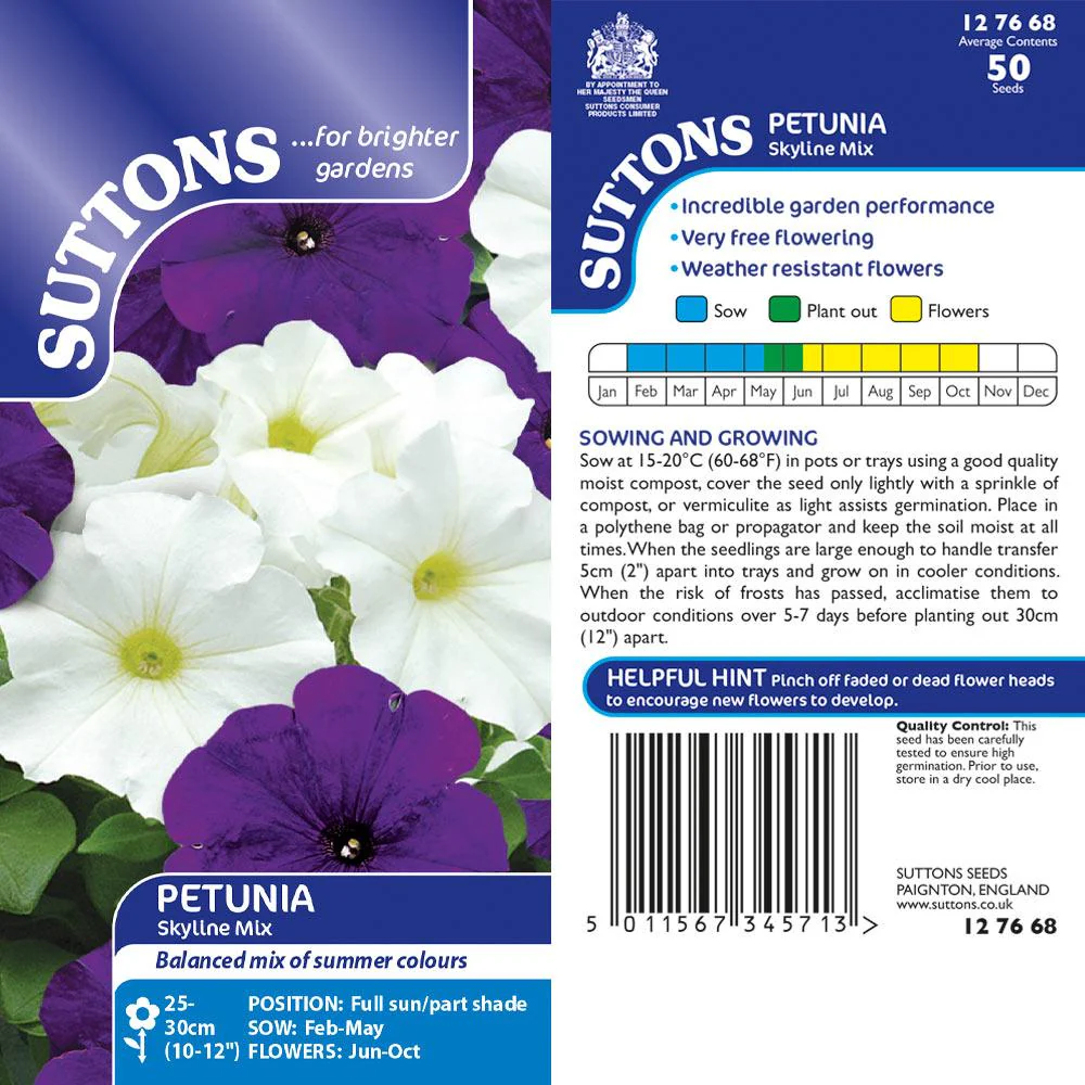 Suttons Petunia Carpet Skyline Mix 127668