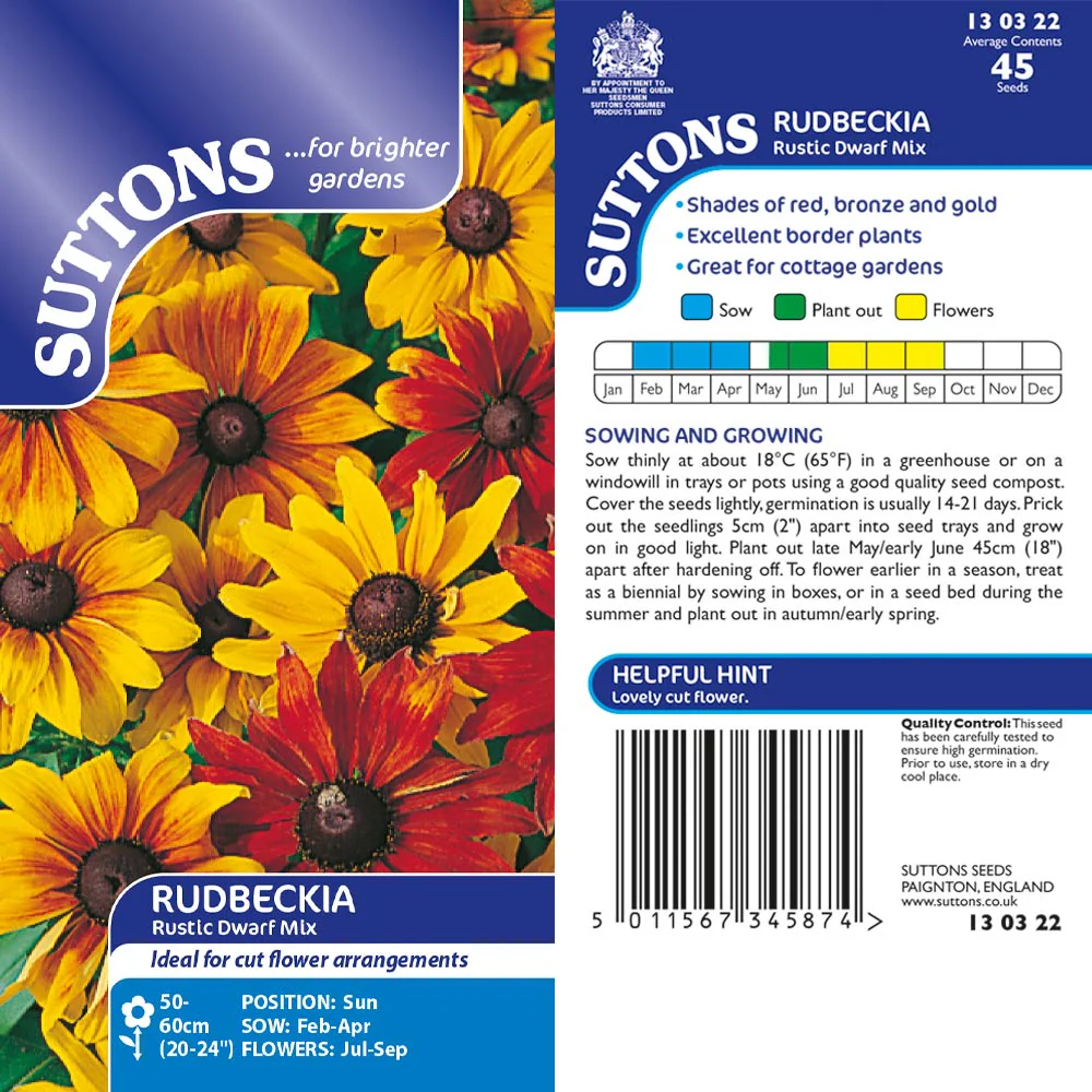 Suttons Rudbeckia Rustic Dwarf Mix - Image 2