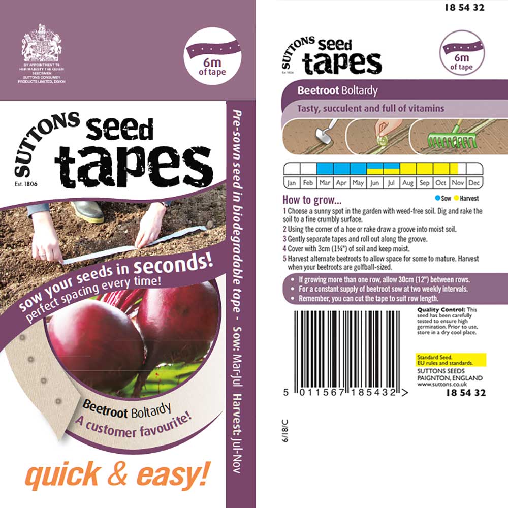 Suttons Seed Tape Beetroot Boltardy G185432 - Image 2