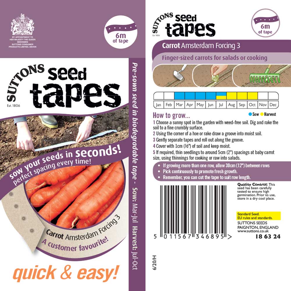Suttons Seed Tape Carrot Forcing 186324