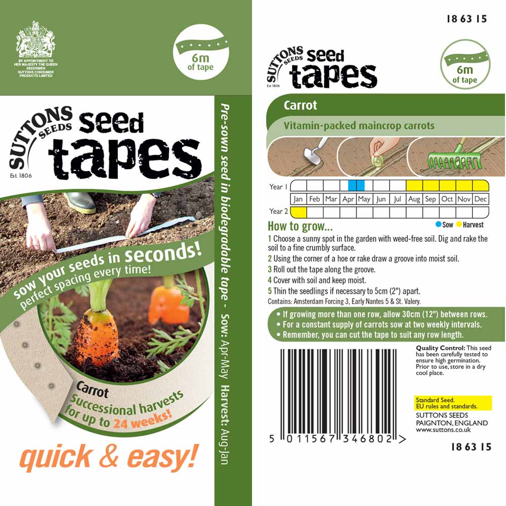 Suttons Seed Tape Harvest Carrot 186315 - Image 2