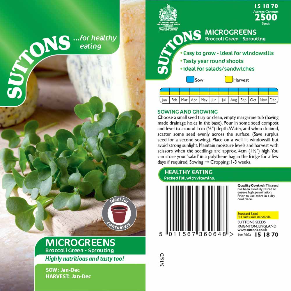 Suttons Speedy Veg Microgreens Broccoli Green 151870