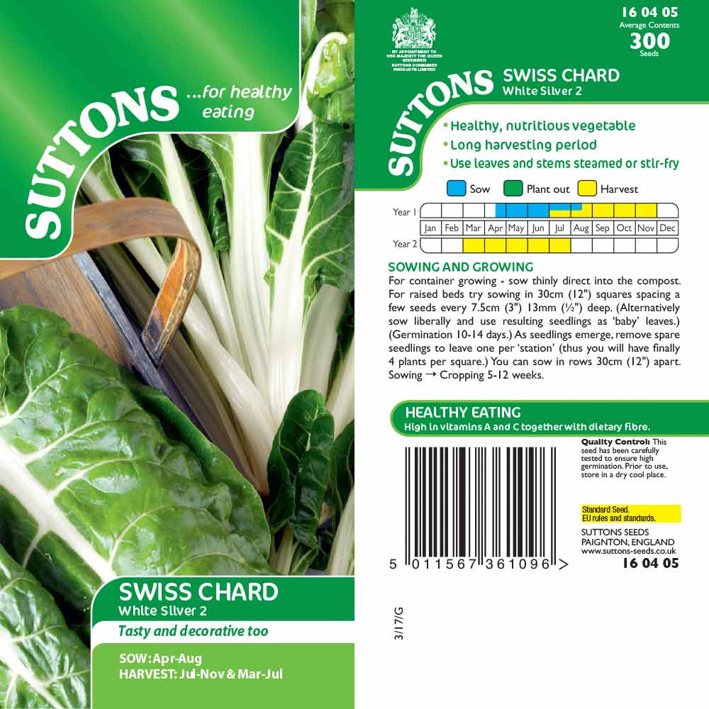 Suttons Spinach Chard White Silver 2 Sea Kale - Image 2