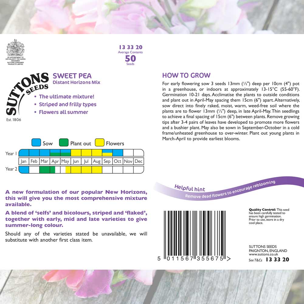 Suttons Sweet Pea Distant Horizons Mix G133320 - Image 2