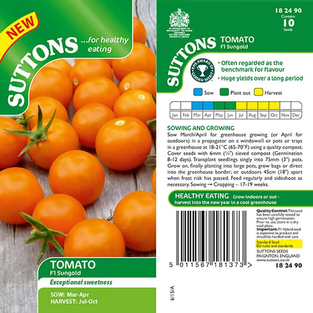 Suttons Tomato Sungold F1 G182490
