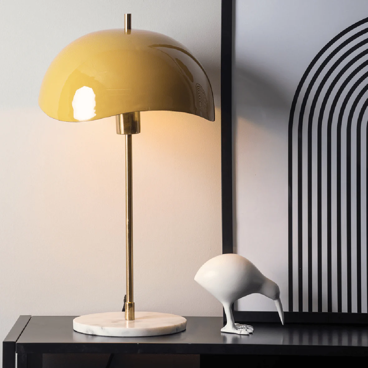 Table Lamp Waved Dome Honey Yellow - Image 2