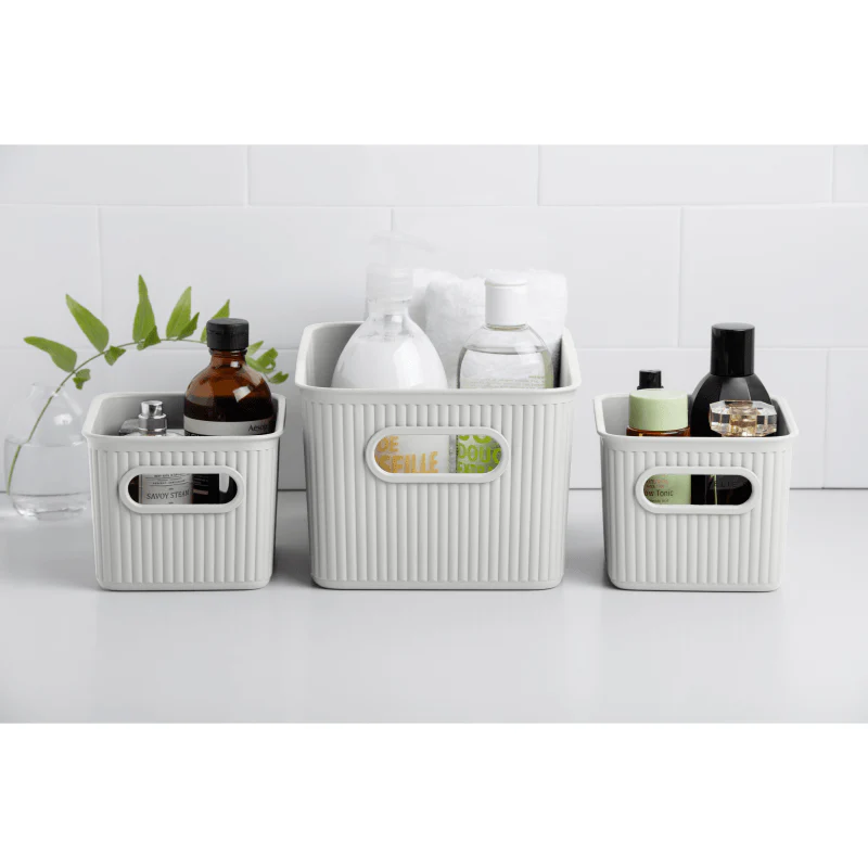 Tatay Baobab Set Of 3 Storage Baskets 5L+ 2x1.5L+ Lid White - Image 2