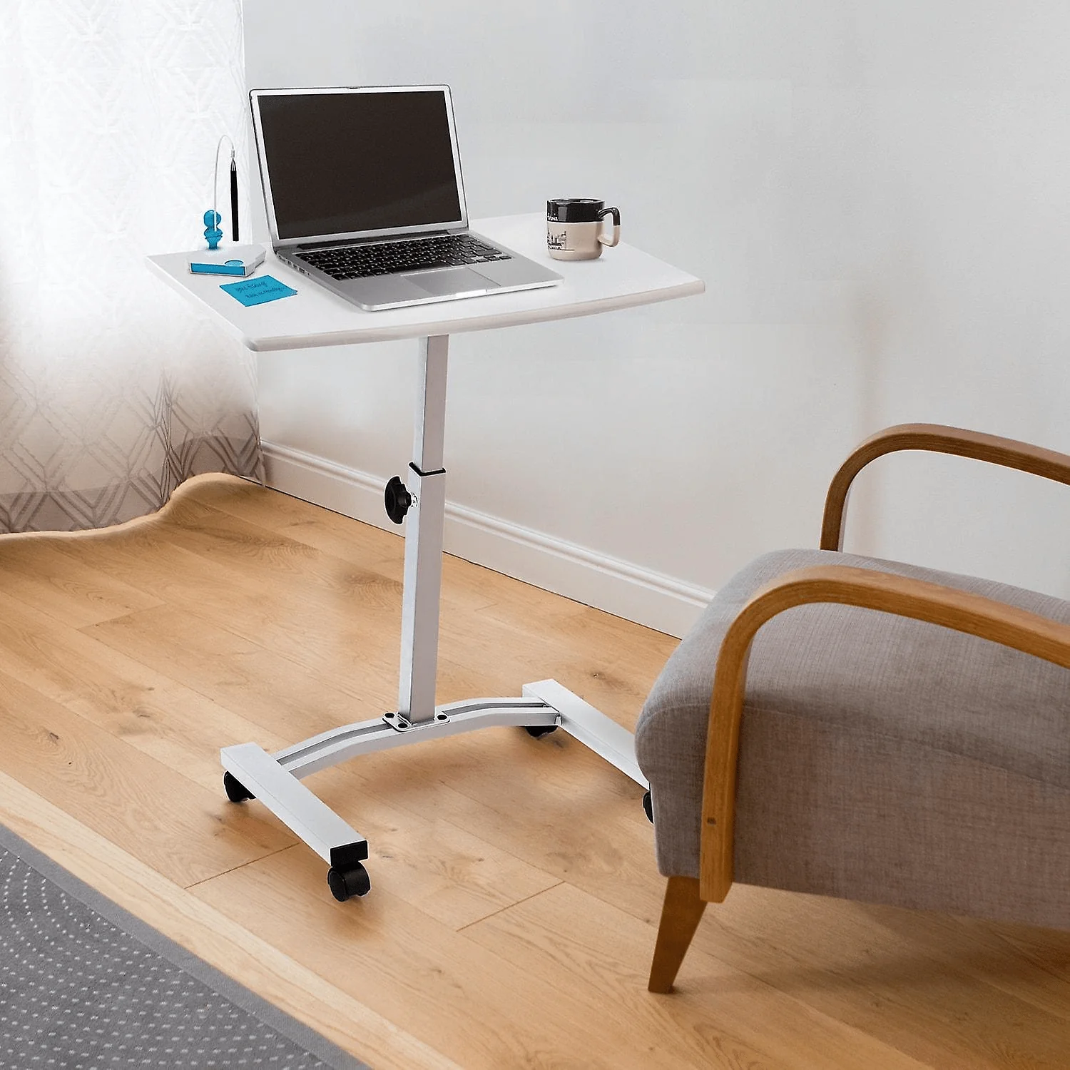 Tatkraft Cheer Adjustable Laptop Table with Wheels - Image 2