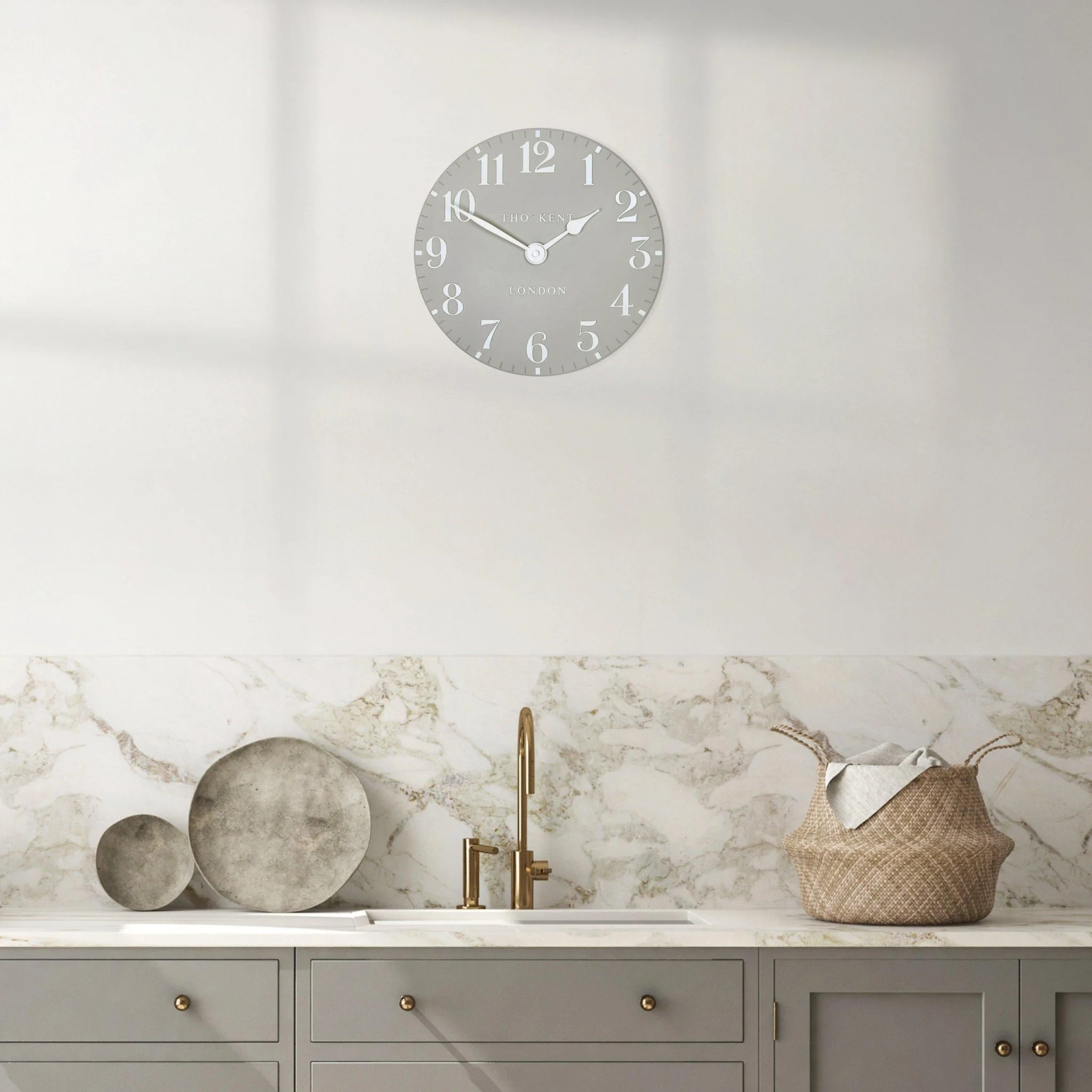 Thomas Kent 12" Arabic Wall Clock Dove Grey - Image 2