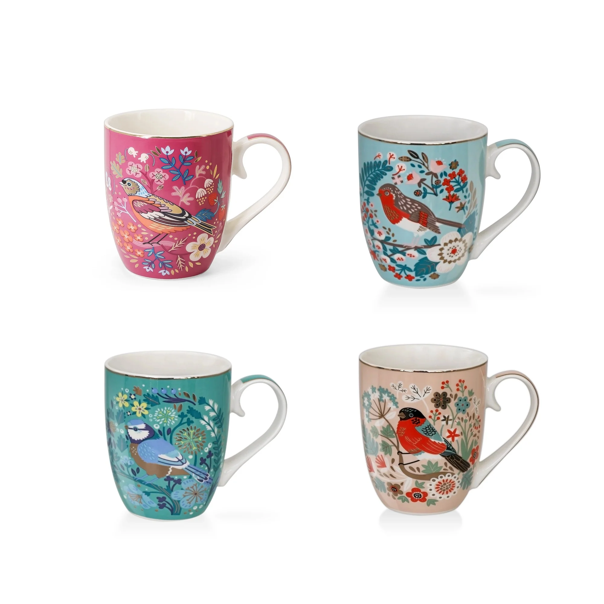 TIPPERARY CRYSTAL Birdy Set of 4 Mugs