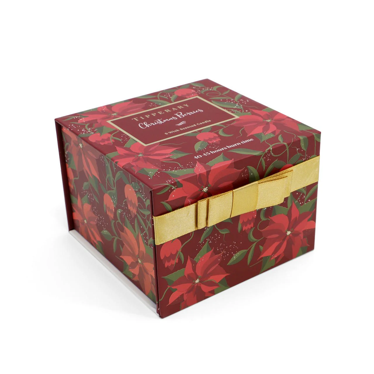 TIPPERARY CRYSTAL Poinsettia 3 Wick Candle - Christmas Berries - Image 2