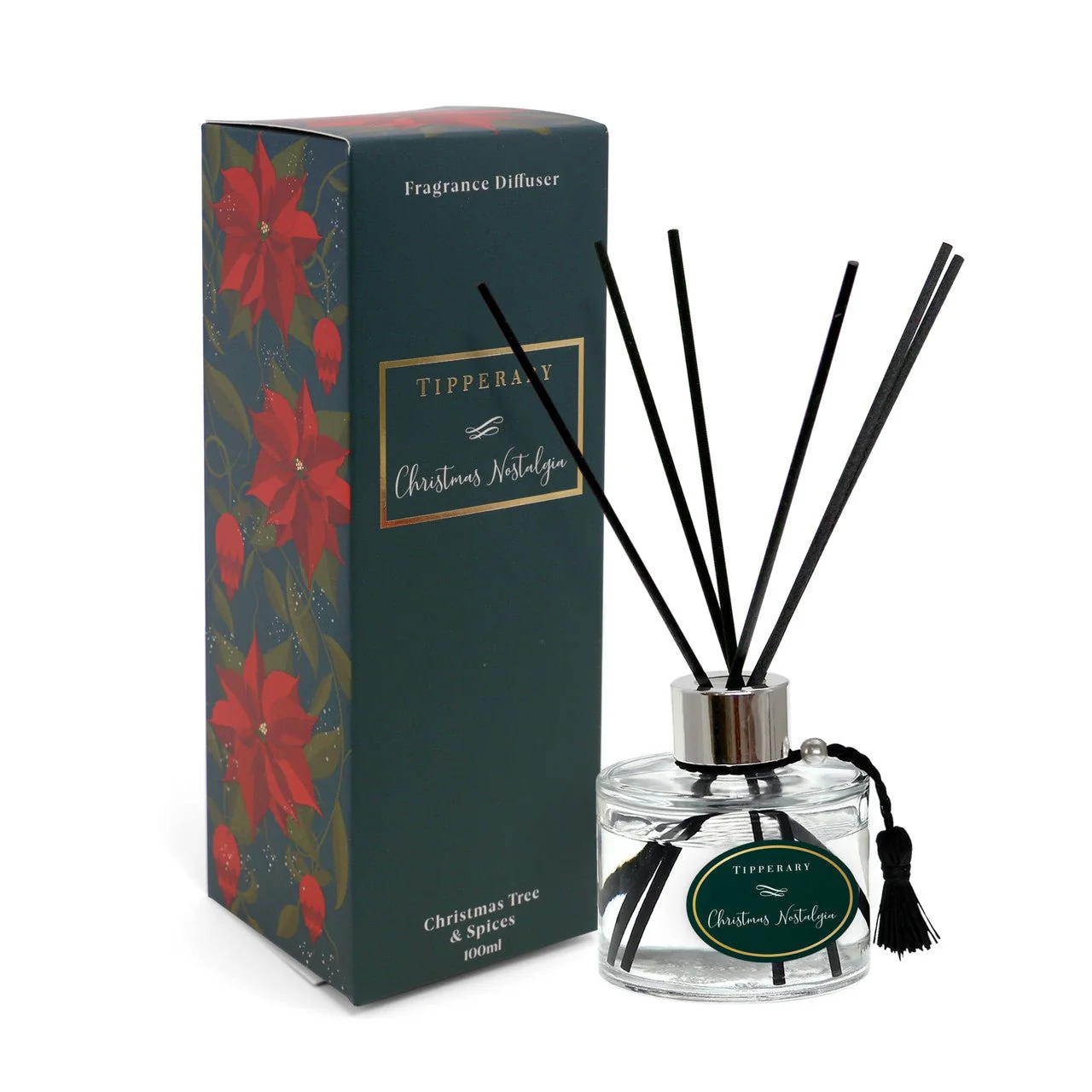 TIPPERARY CRYSTAL Poinsettia Diffuser - Christmas Nostalgia