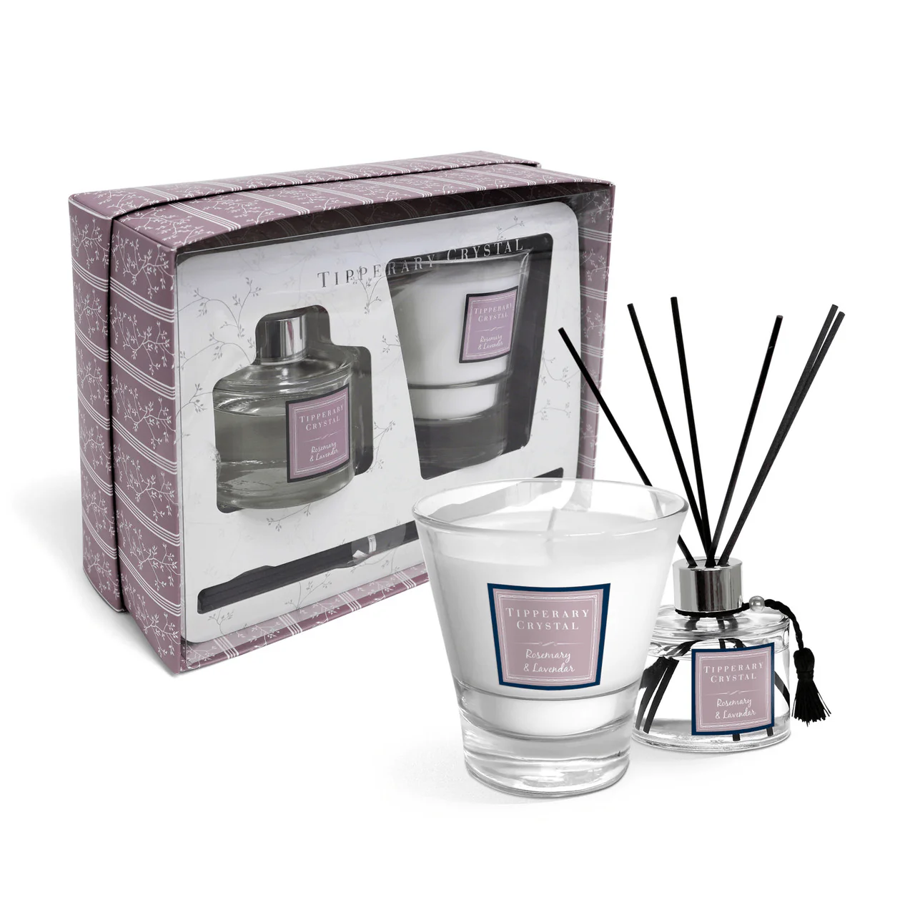 TIPPERARY CRYSTAL Rosemary & Lavender Candle & Diffuser Gift Set