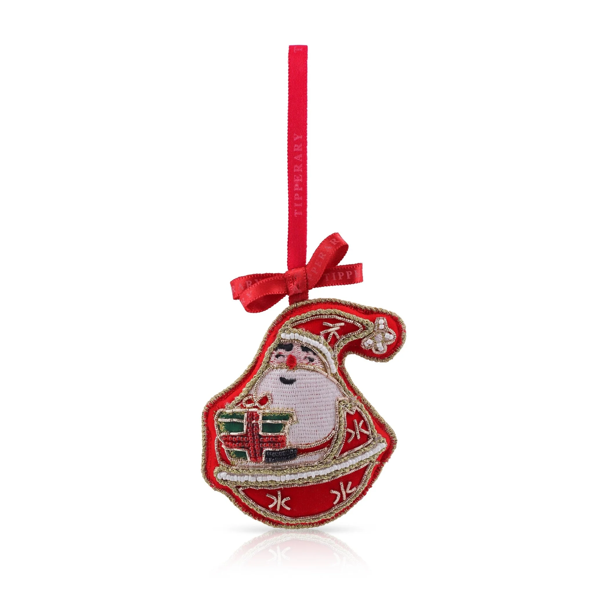 TIPPERARY CRYSTAL Santa Embroidery Hanging Christmas Decoration