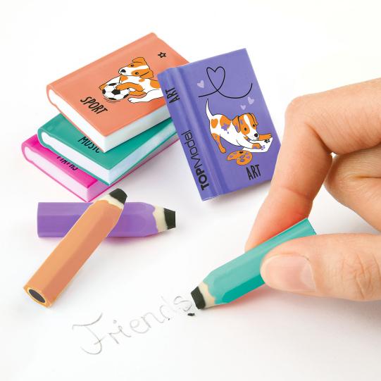 Topmodel Eraser Set Mini School Books & Pencils - Image 2