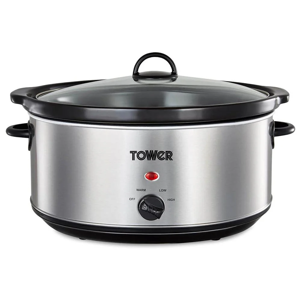 Tower 6.5 Litre Slow Cooker - Stainless Steel