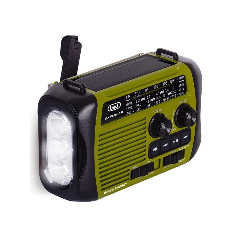 Trevi RA 7F30 BT Dynamo and Solar Emergency Radio – Green