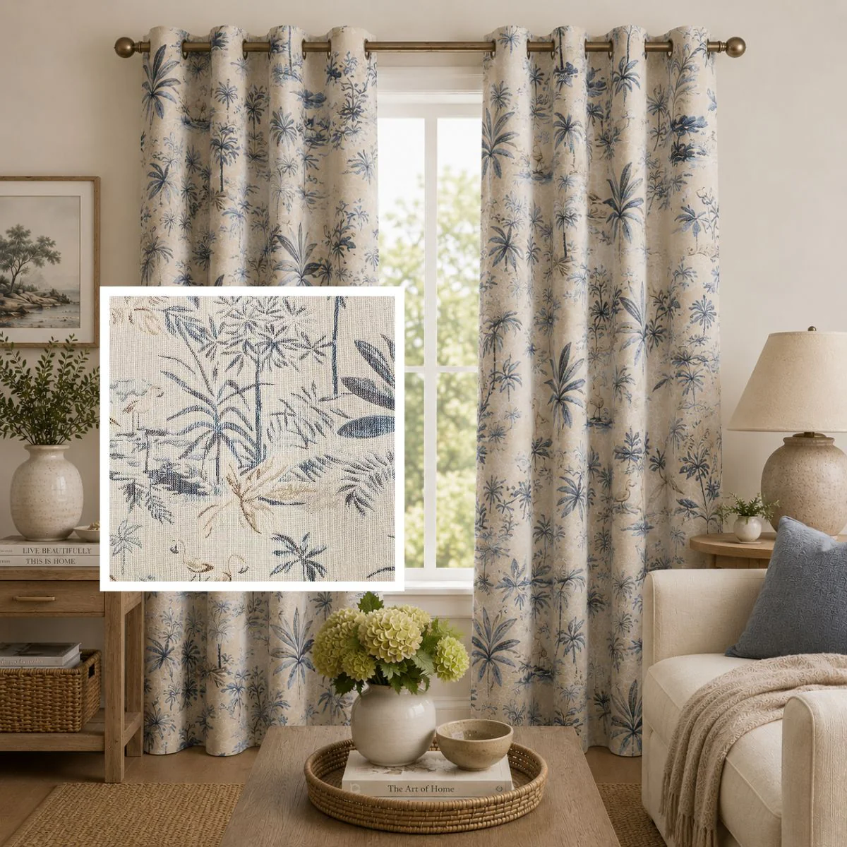 Tropic Beige Interlined Curtains (90" x 90") - Image 2
